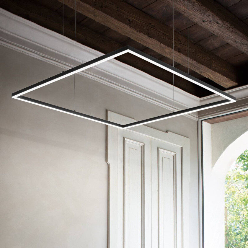 Ideal Lux LED-pendellampe Oracle Slim 90 x 90 cm svart 3000 K