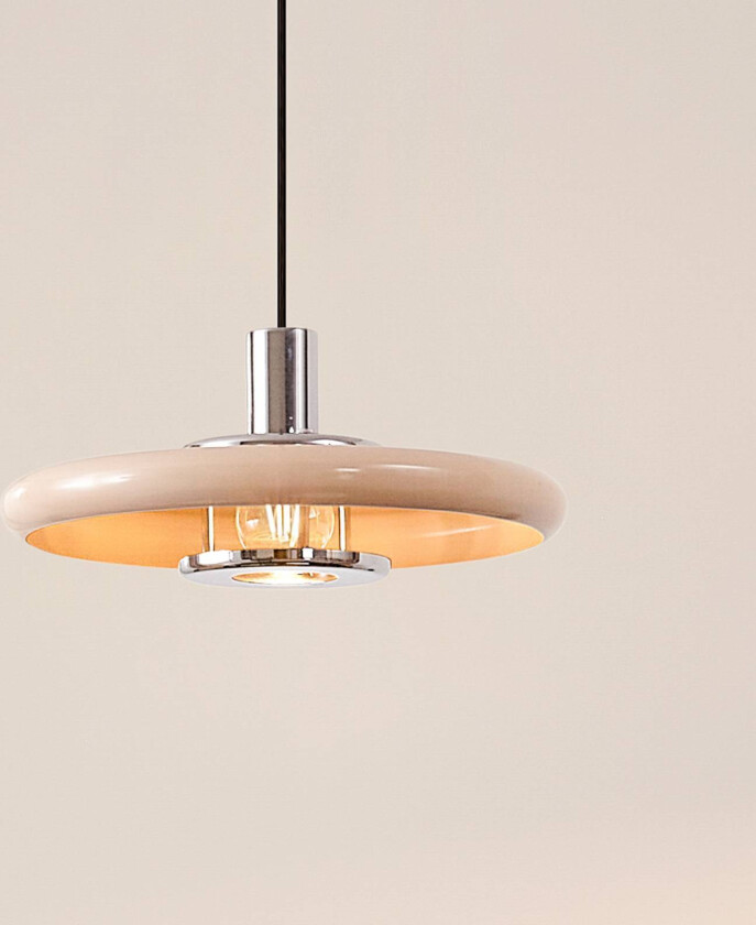 Lindby pendellampe Branford, Ø 35 cm, beige, metall