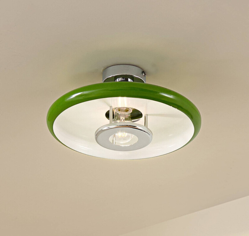 Lindby taklampe Branford, Ø 35 cm, grønn, metall