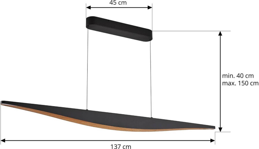 Lucande LED-pendellampe Clavit, svart, 140 cm, CCT
