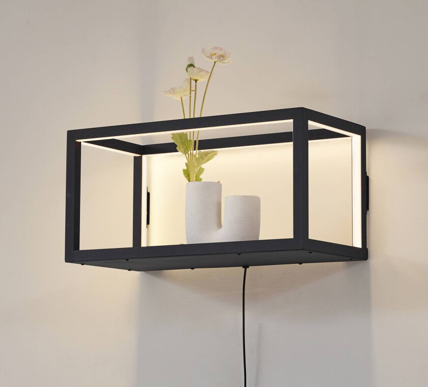 Lindby LED-vegglampe Birta, hengende, stikkontakt, hylle, 51 cm