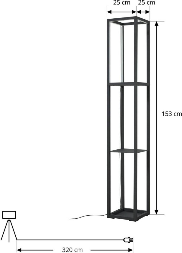 Lindby LED-gulvlampe Birta, stående, reol, høyde 155 cm