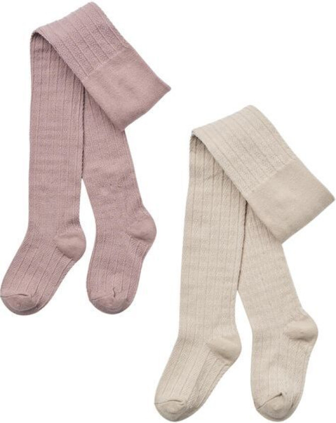 Karla Lace 2-pack strømpebukse i ull, Dry Rose