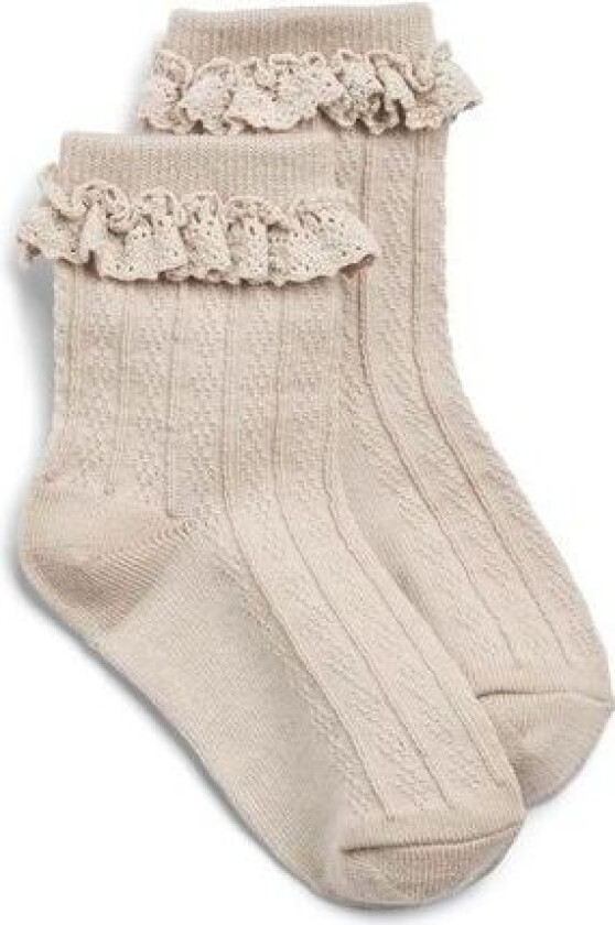 Wheat Nora Lace sokker i ull til barn, Offwhite