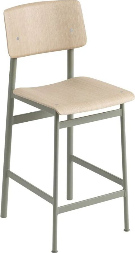 Loft barstol oak, lav, dusty green stålstativ