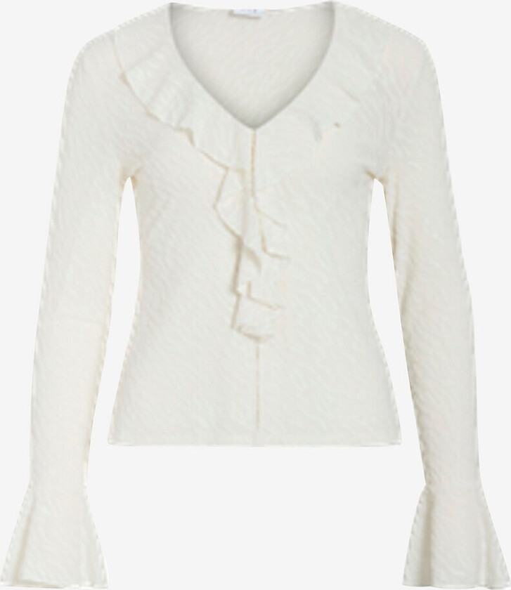 Topp viBika Frill V-neck Top - Hvit