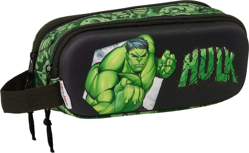 3D Hulken Dobbeltpennal, Svart/Grønn - Pennal