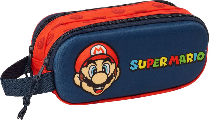 3D Dobbeltpennal, Rød/Marineblå - Pennal