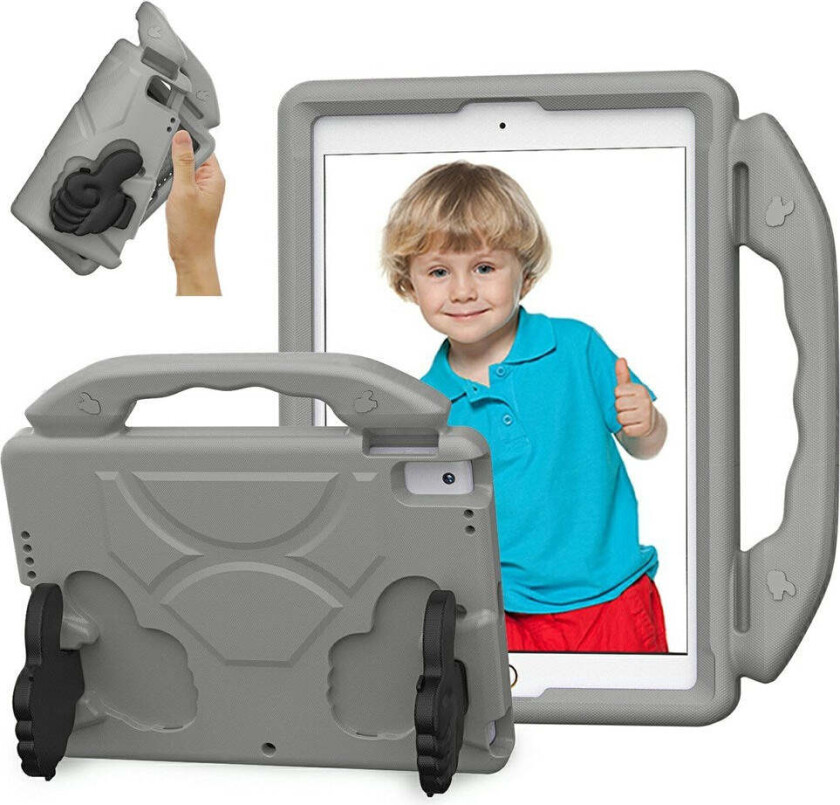 iPad 10.2" (2021 / 2020 / 2019) / Air (2019) Barn Deksel m. Thumb Kickstand - Grå