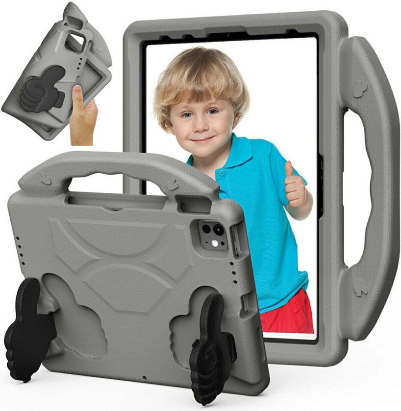 iPad Pro 11" (2024 - 2018) / Air (2022 / 2020) Barn Deksel m. Thumb Kickstand - Grå