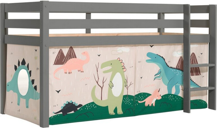 Høyseng med gardin Pino Grå, Dino - Grå, Dino