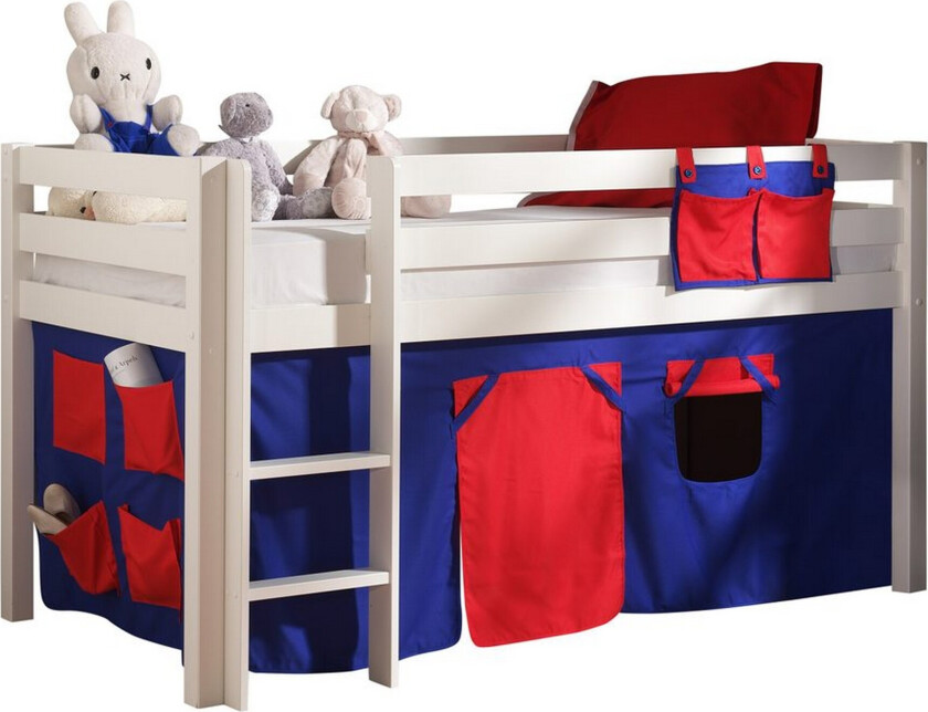 Høyseng med gardin Pino Hvit, Domino - Hvit, Domino