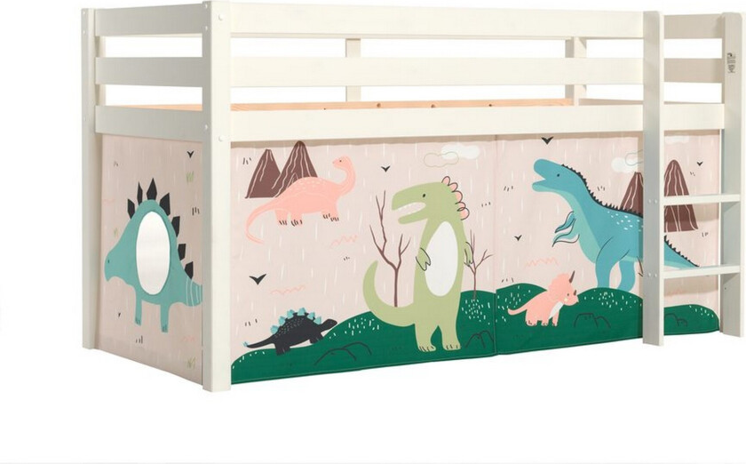 Høyseng med gardin Pino Hvit, Dino - Hvit, Dino