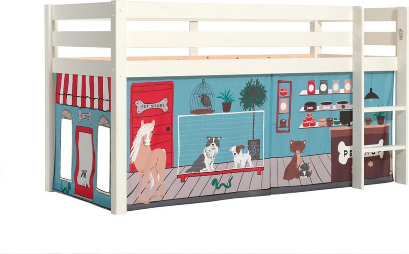 Høyseng med gardin Pino Hvit, Dyrebutikk - Hvit, Dyrebutikk