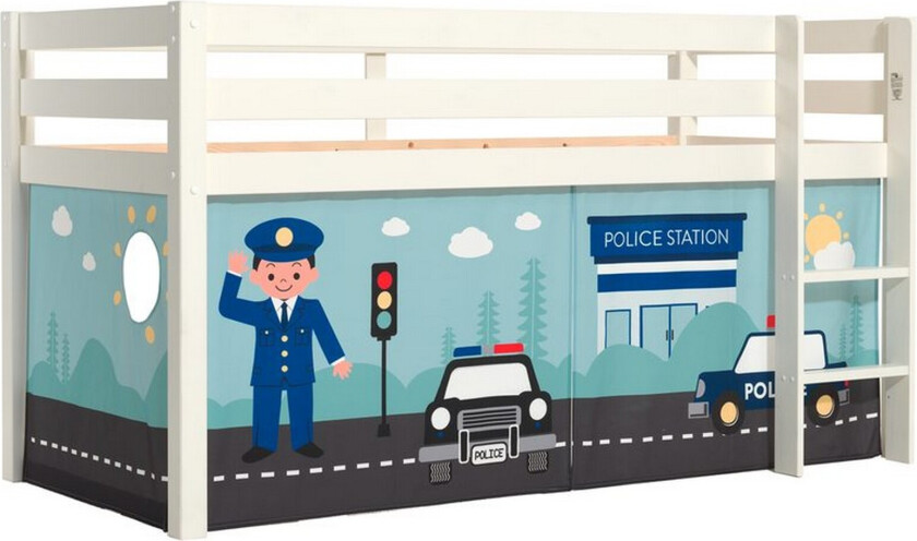 Høyseng med gardin Pino Hvit, Politi - Hvit, Politi