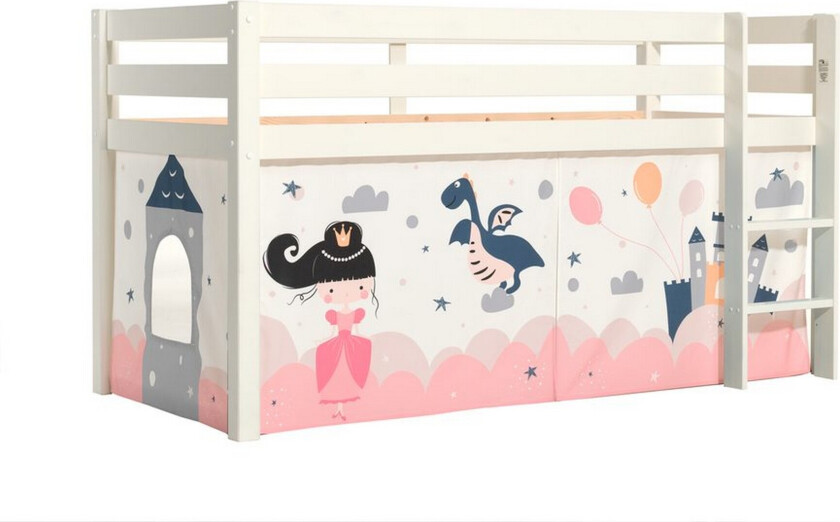 Høyseng med gardin Pino Hvit, Prinsesse Sophie - Hvit, Prinsesse Sophie