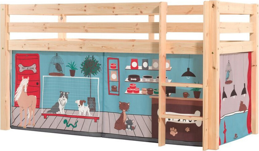 Høyseng med gardin Pino Naturlig, Dyrebutikk - Naturlig, Dyrebutikk