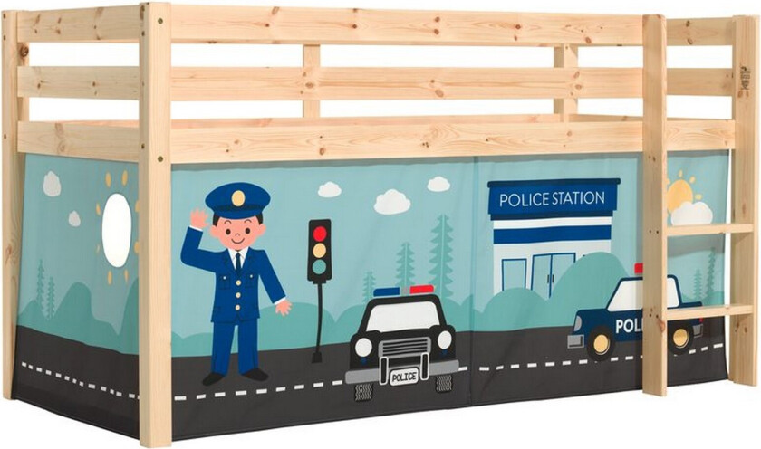 Høyseng med gardin Pino Naturlig, Politi - Naturlig, Politi