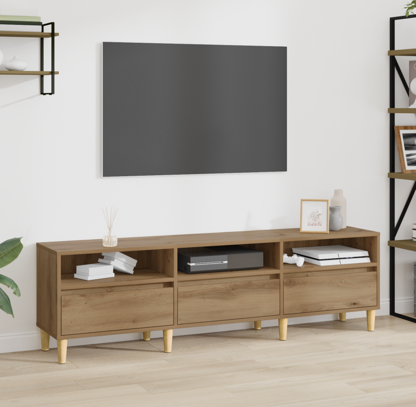 TV-skap med skuff med hylle med lagring artisan eik 150 x 30 x 45 cm Konstruert tre