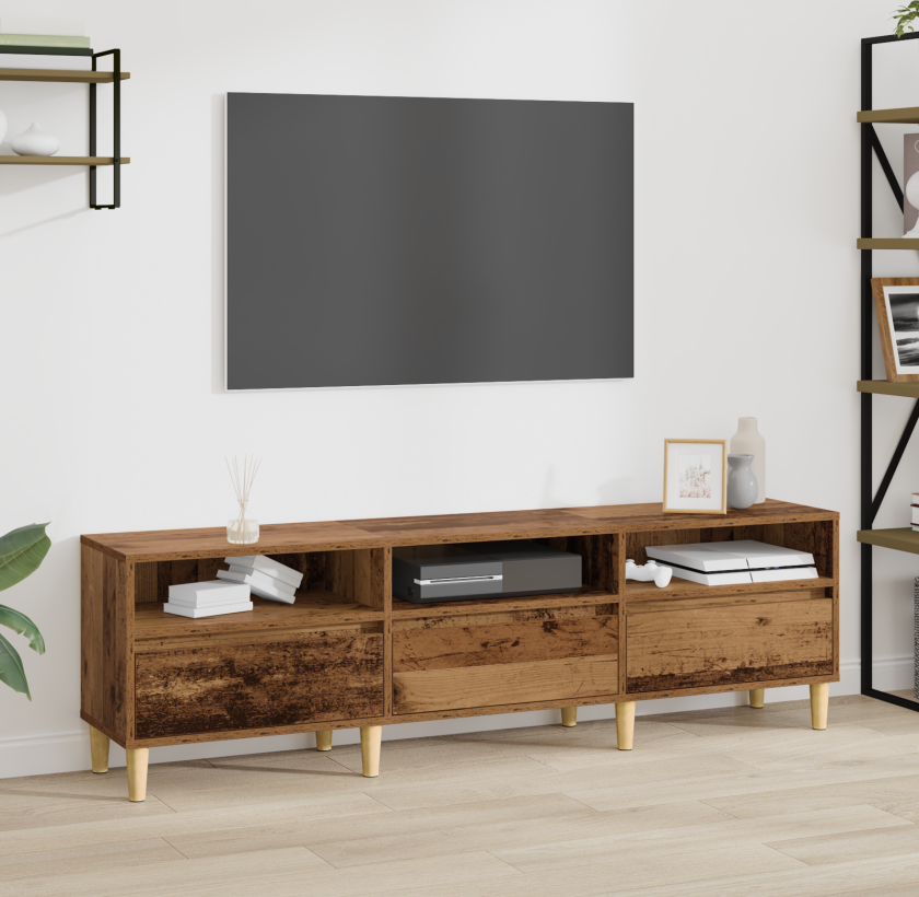 TV-skap med skuff Gammelt tre 150 x 30 x 44.5 cm Konstruert tre
