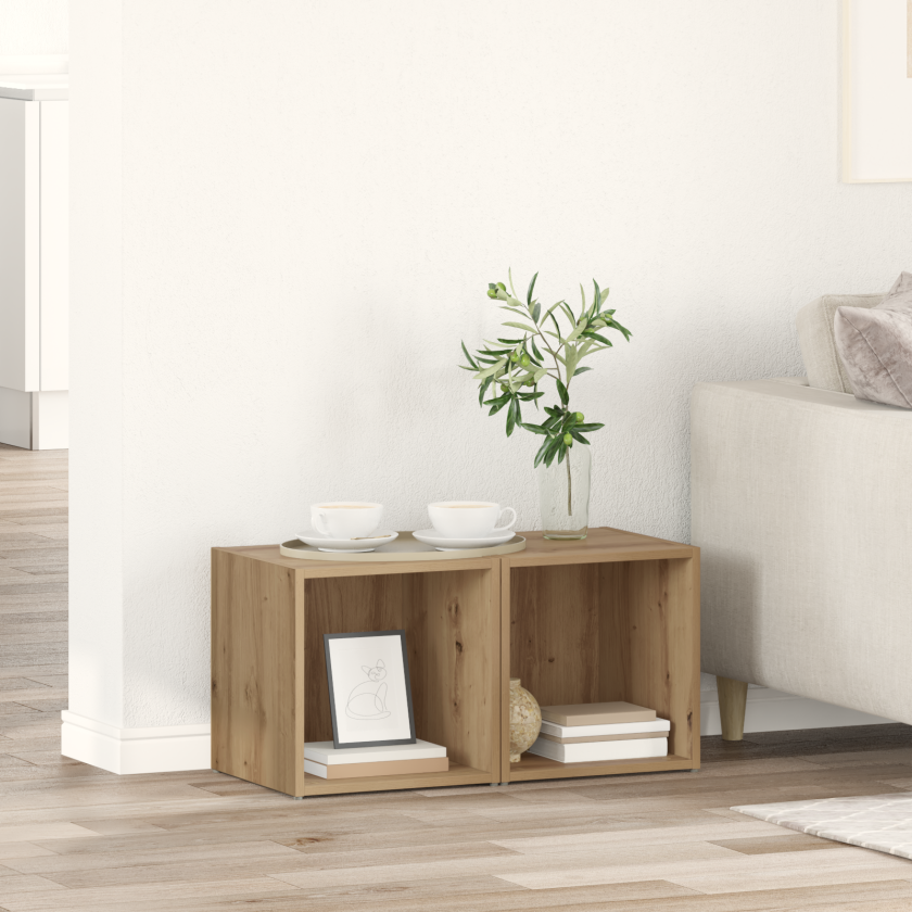 TV-skap med lagring 2 pcs Brun 37 x 35 x 37 cm Konstruert tre