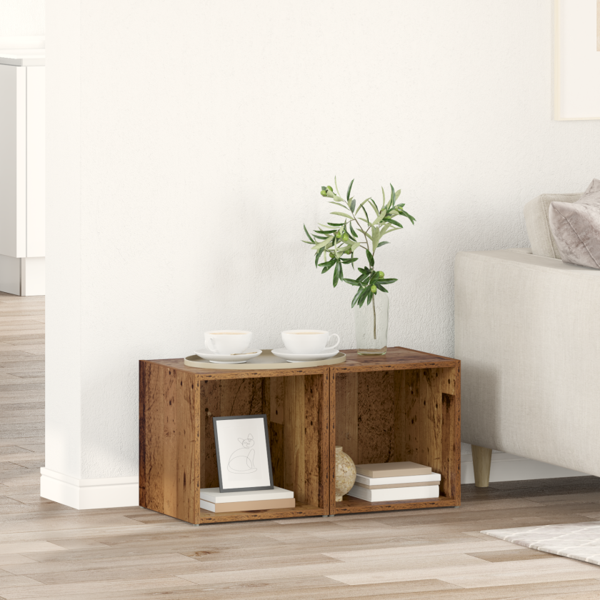 TV-skap med lagring 2 pcs Brun 37 x 35 x 37 cm Konstruert tre