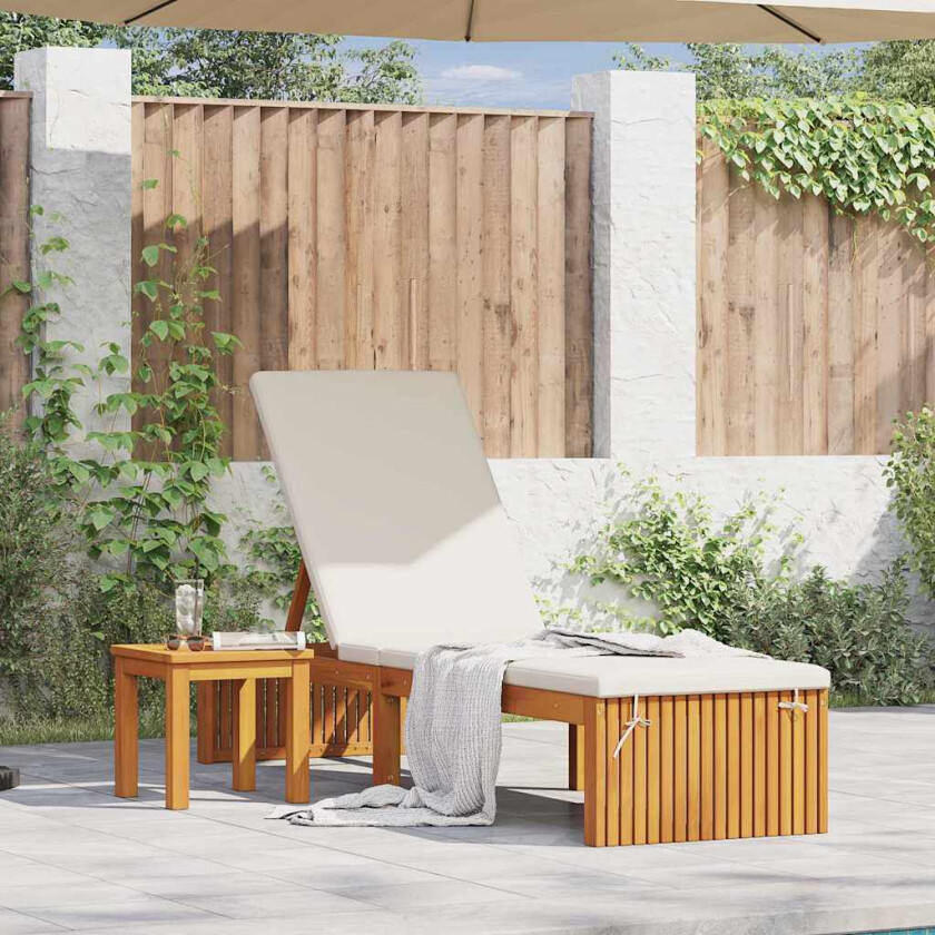 solseng med pute 200 x 55 x 30 cm i massivt akasietre