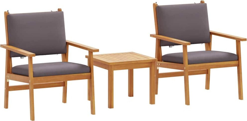 3-delt hagebistrosett med puter i massivt akasietre