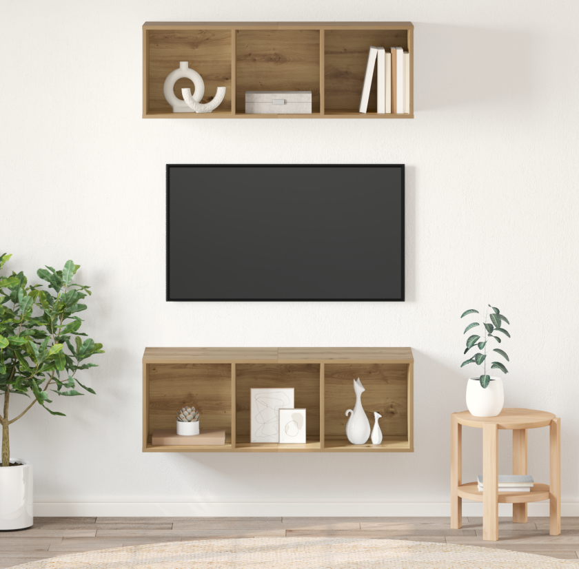 Vegghengte TV-skap 2 pcs artisan eik 37 x 37 x 107.5 cm