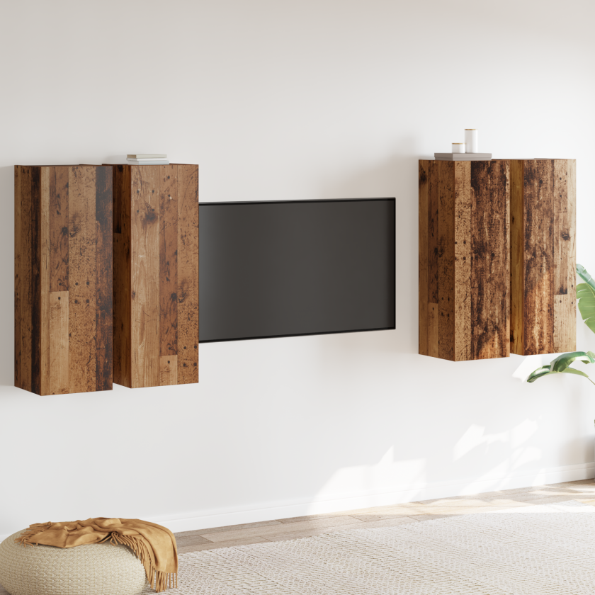 TV-benksett 4 pcs Gammelt tre 30.5 x 30 x 90 cm Konstruert tre