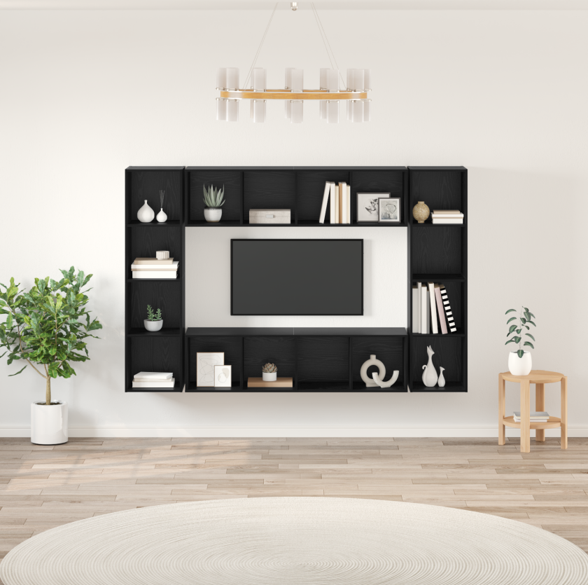 TV-benksett 4 pcs Svart 37 x 37 x 142.5 cm Konstruert tre