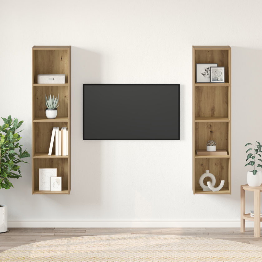 TV-benksett 2 pcs Brun 37 x 37 x 142.5 cm Konstruert tre