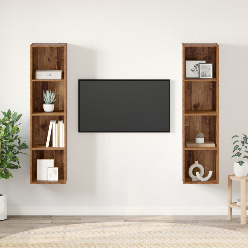 TV-benksett 2 pcs Brun 37 x 37 x 142.5 cm Konstruert tre