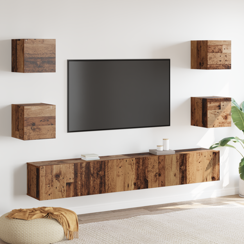 TV-benksett 6 pcs Brun 200 x 30 x 30 cm Massivt akasietre