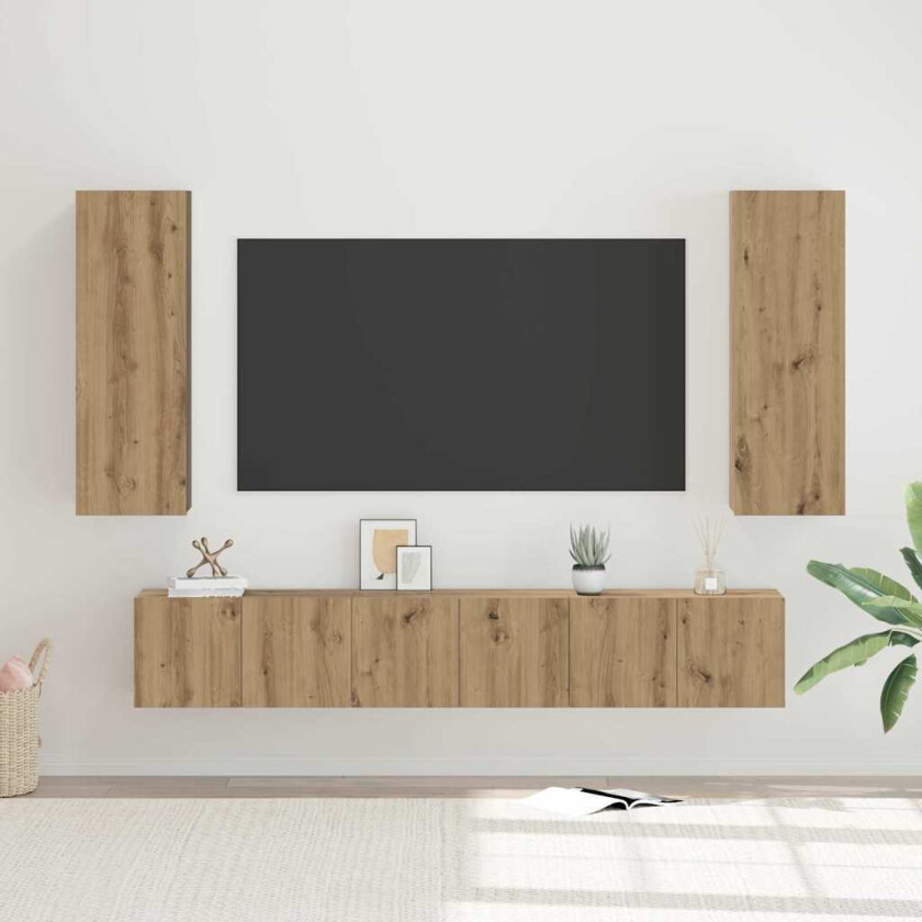 TV-benksett 4 pcs artisan eik 30.5 x 30 x 90 cm Konstruert tre