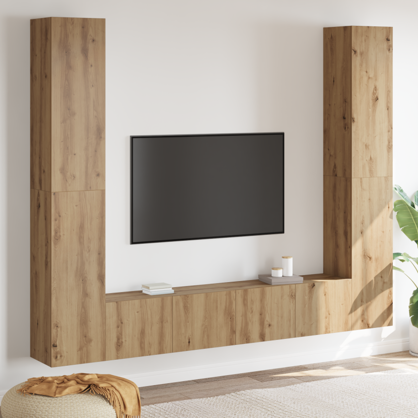 TV-benksett 6 pcs Brun 221 x 30 x 180 cm Konstruert tre