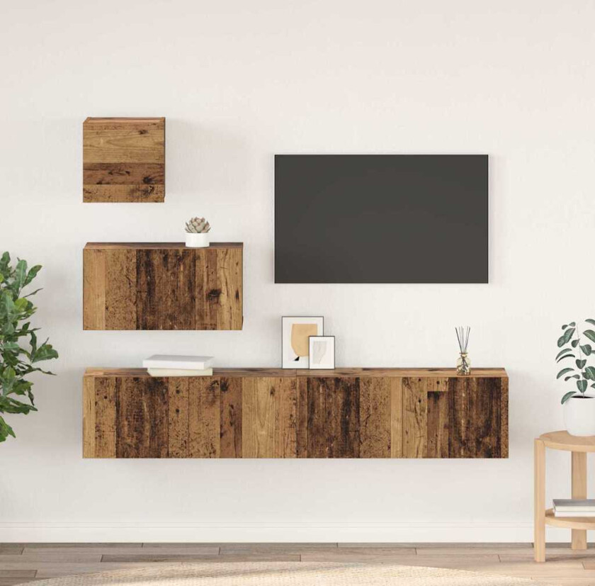 TV-benksett 4 pcs Gammelt tre 80 x 30 x 30 cm Konstruert tre