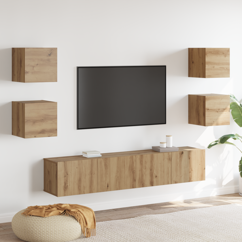 TV-benksett 6 pcs Brun 160 x 30 x 30 cm Konstruert tre