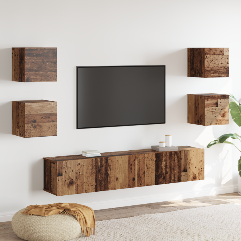 TV-benksett 6 pcs Brun 160 x 30 x 30 cm Konstruert tre