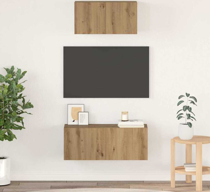 TV-benk sett 2 pcs artisan eik 80 x 30 x 30 cm Konstruert tre