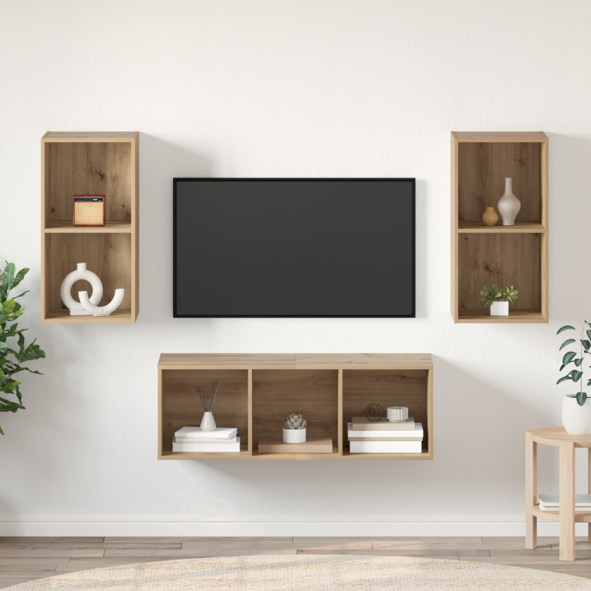 TV-benk sett artisan eik 37 x 37 x 107 cm Konstruert tre