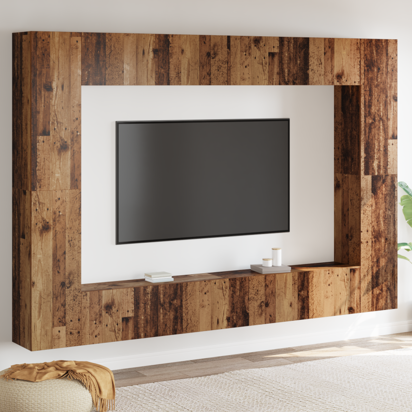 TV-benksett 8 pcs Gammelt tre 100 x 30 x 30 cm Konstruert tre