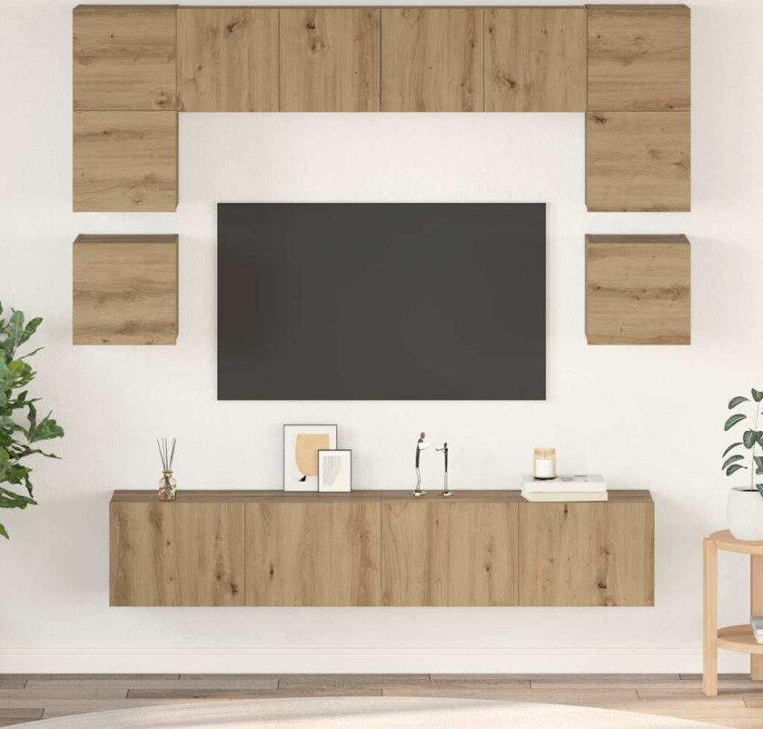 TV-benksett 8 pcs artisan eik 80 x 30 x 30 cm Konstruert tre