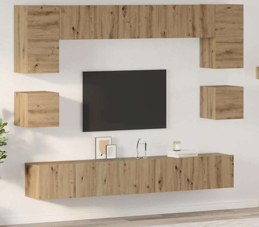 TV-benksett 8 pcs artisan eik 100 x 30 x 30 cm Konstruert tre