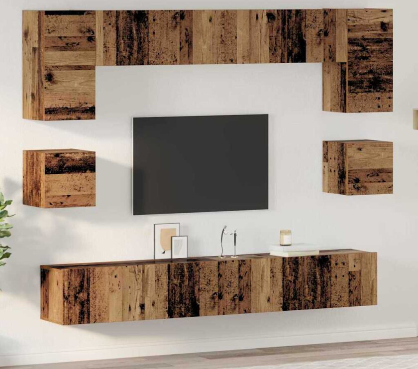 TV-benksett 8 pcs Gammelt tre 100 x 30 x 30 cm Konstruert tre