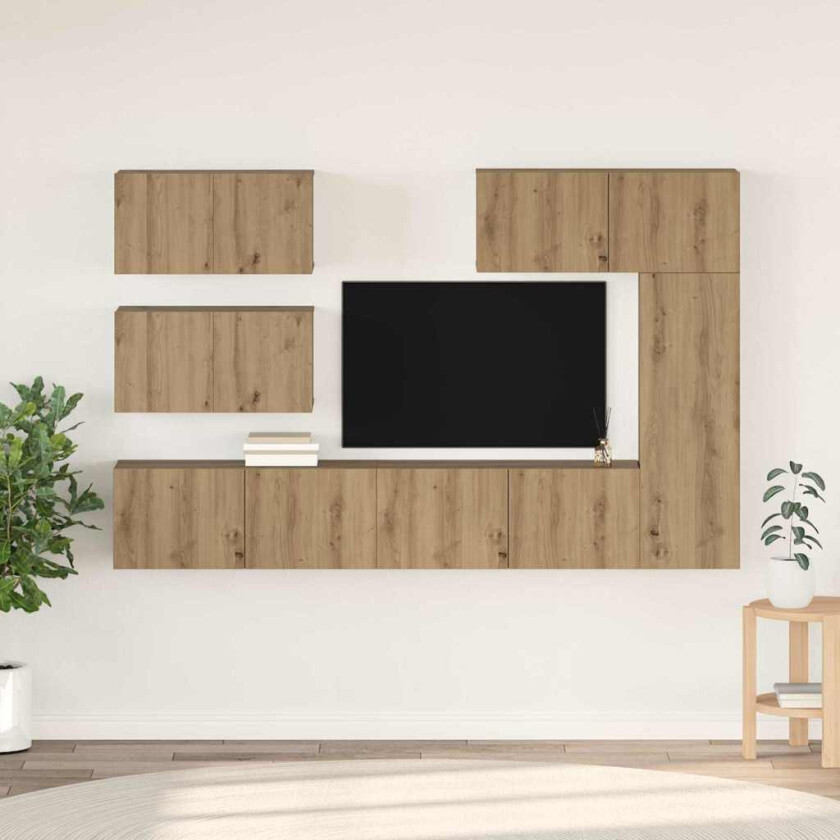 TV-benksett 6 pcs artisan eik 30.5 x 30 x 90 cm Konstruert tre