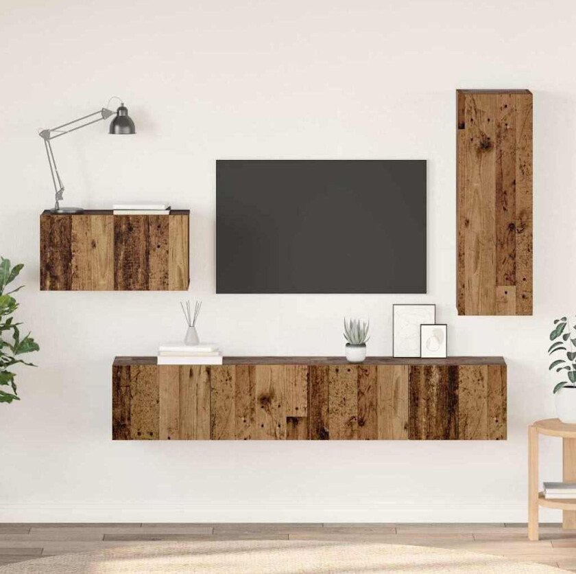 TV-benksett 4 pcs Gammelt tre 30.5 x 30 x 90 cm Konstruert tre