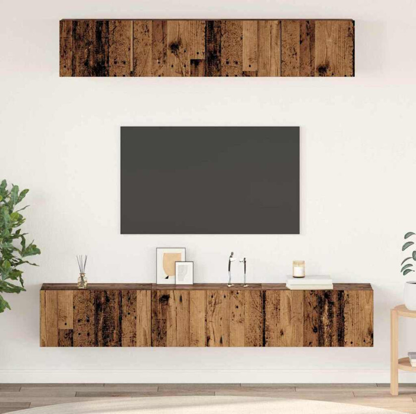 TV-benksett 5 pcs Gammelt tre Standard Medium Konstruert tre