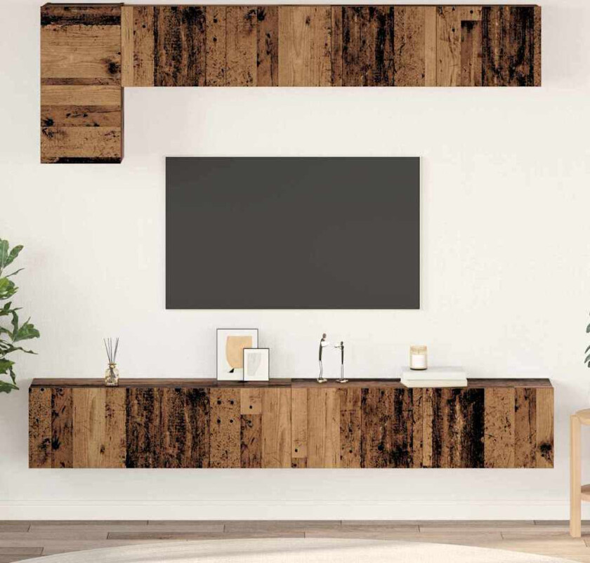 TV-benksett 5 pcs Gammelt tre Medium 100 cm x 30 cm x 30 cm