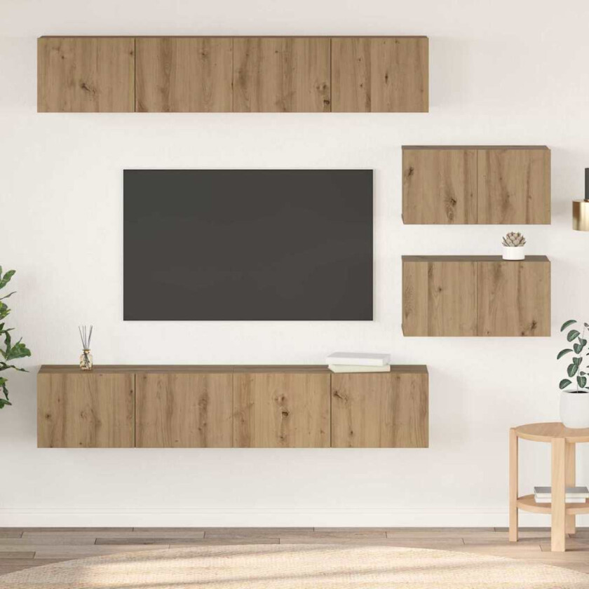 TV-benk sett med hylle 6 pcs artisan eik 80 x 30 x 30 cm Medium